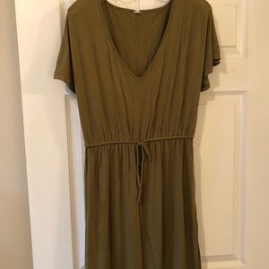Easy V Neck Tie Waist Dress